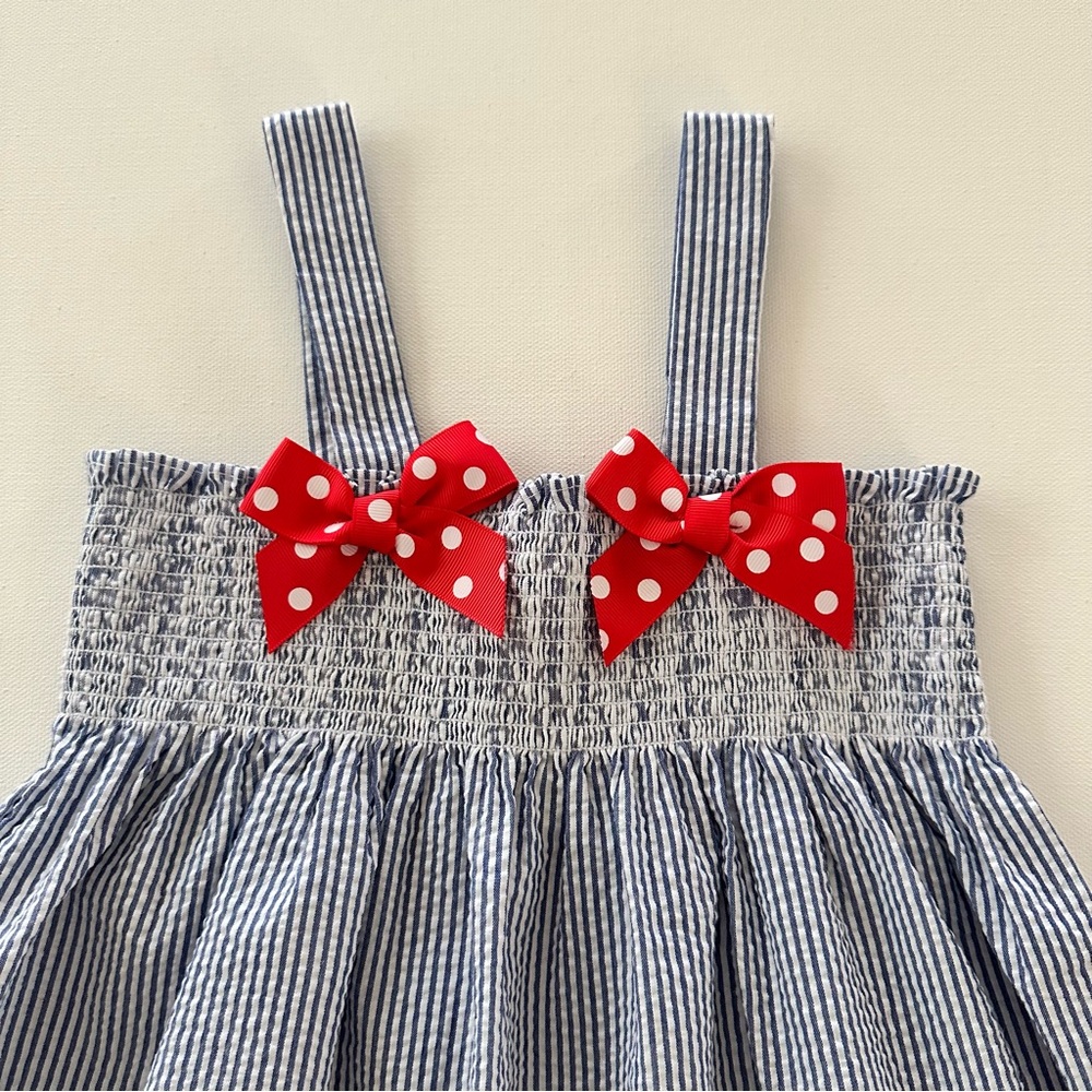 Good Lad Girls 5 Navy Sundress Patriotic American July 4th Summer Star Bow Red - Picture 4 of 7